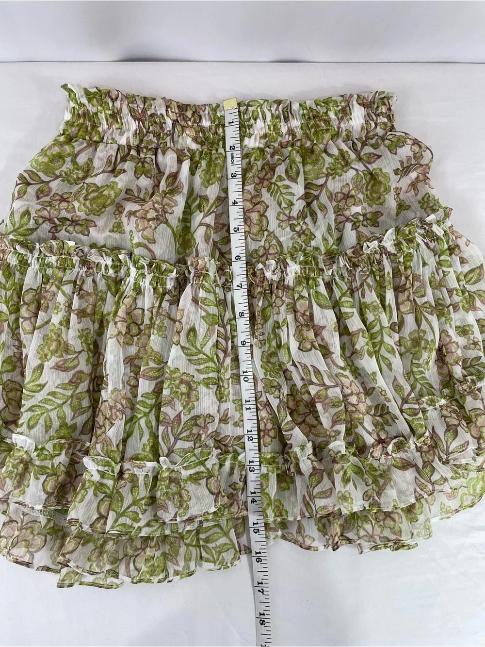 MISA Los Angeles Floral Chiffon Mini Skirt Set XS Boho Peasant Top Romantic Coqu
